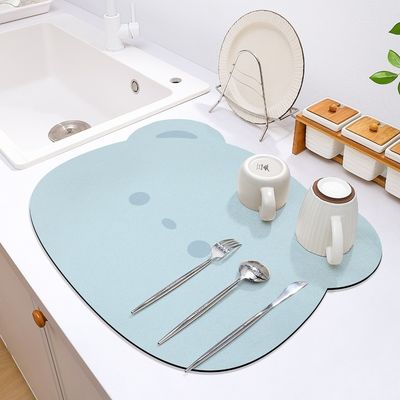 Rubber Kitchen Counter Draining Mat with Multi-Function Pattern and Yellow Color