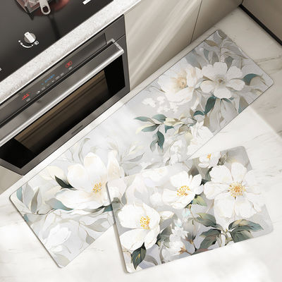 Simple Flower Kitchen Mat Absorbent and Wear-Resistant Long Strip Carpet for Household